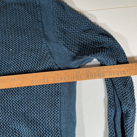 Wrap London Teal Open Knit Crew Neck Side Zip Sweater sz 6 - Picture 6 of 6